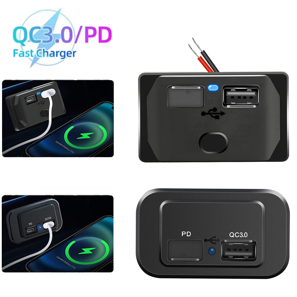 Car Accessories Qc - Ładowarka samochodowa USB 12V-24V z gniazdem